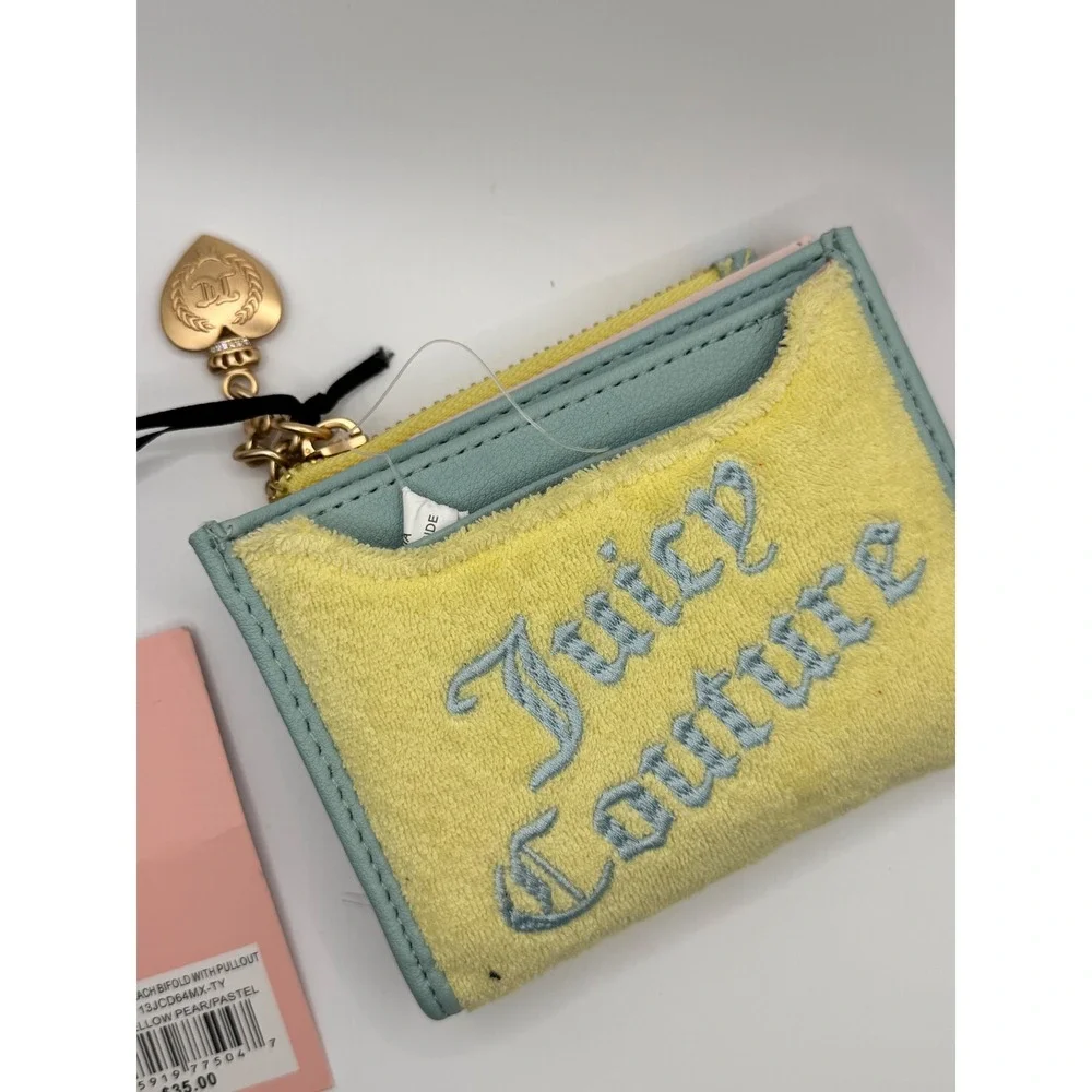 Juicy Couture Gelato on the Beach Bifold Wallet Yellow Terry Cloth 13JCD64MX-TY